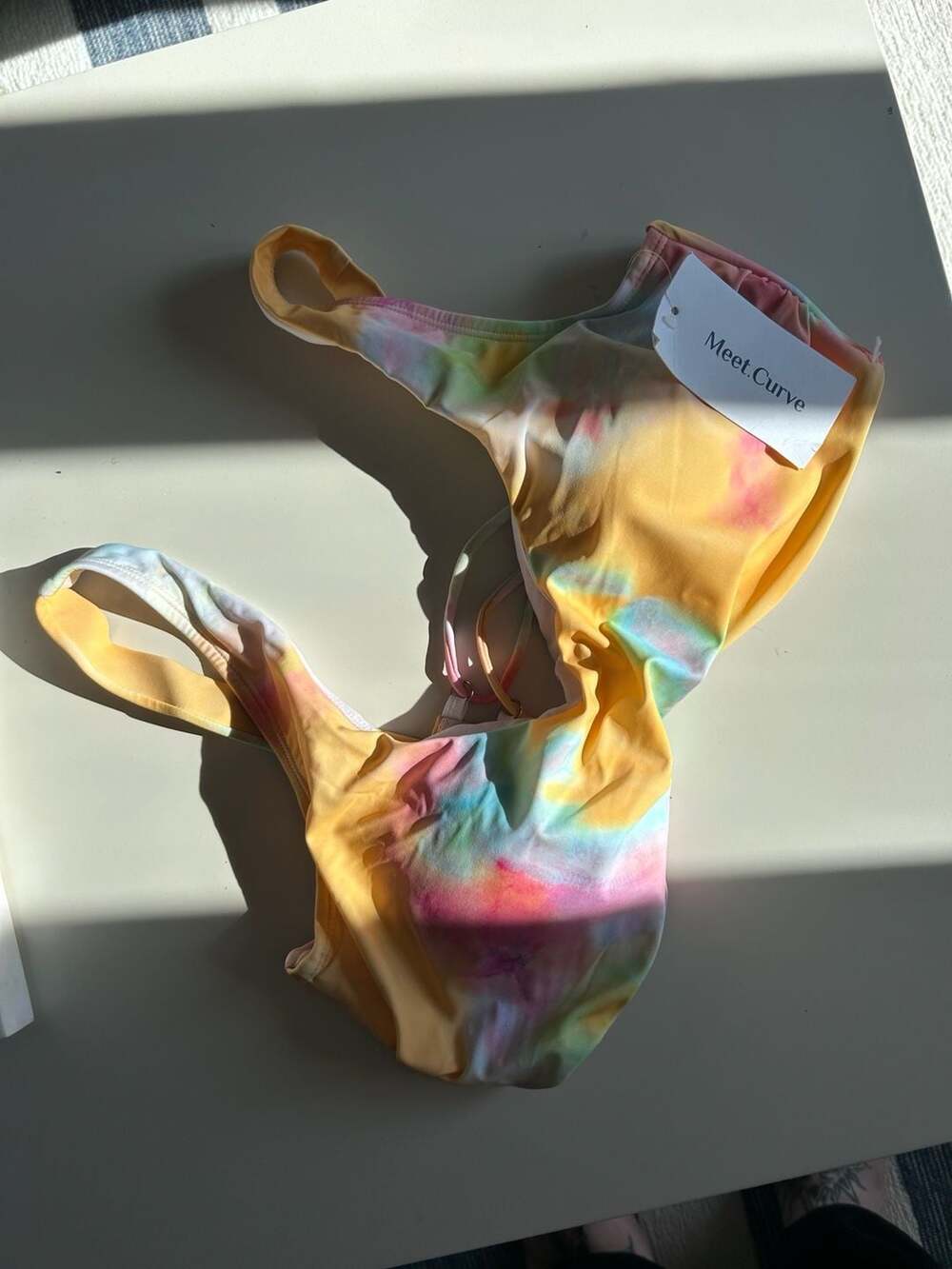 Meet.Curve Women's Pastel Tie Dye Criss Cross Bikini Top Swimsuit Size XL